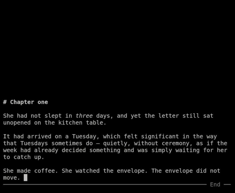 Todtler in Typewriter mode with both bars hidden